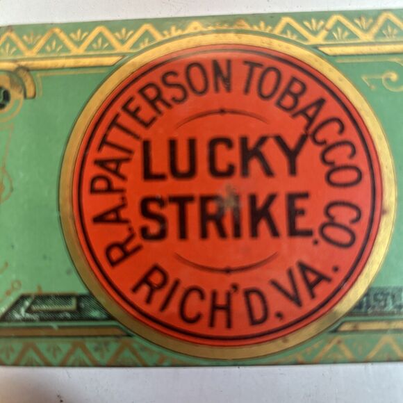 Vintage 1920s Lucky Strike Cigarette Tin Box R A Patterson Tobacco Co XX - Picture 4 of 16